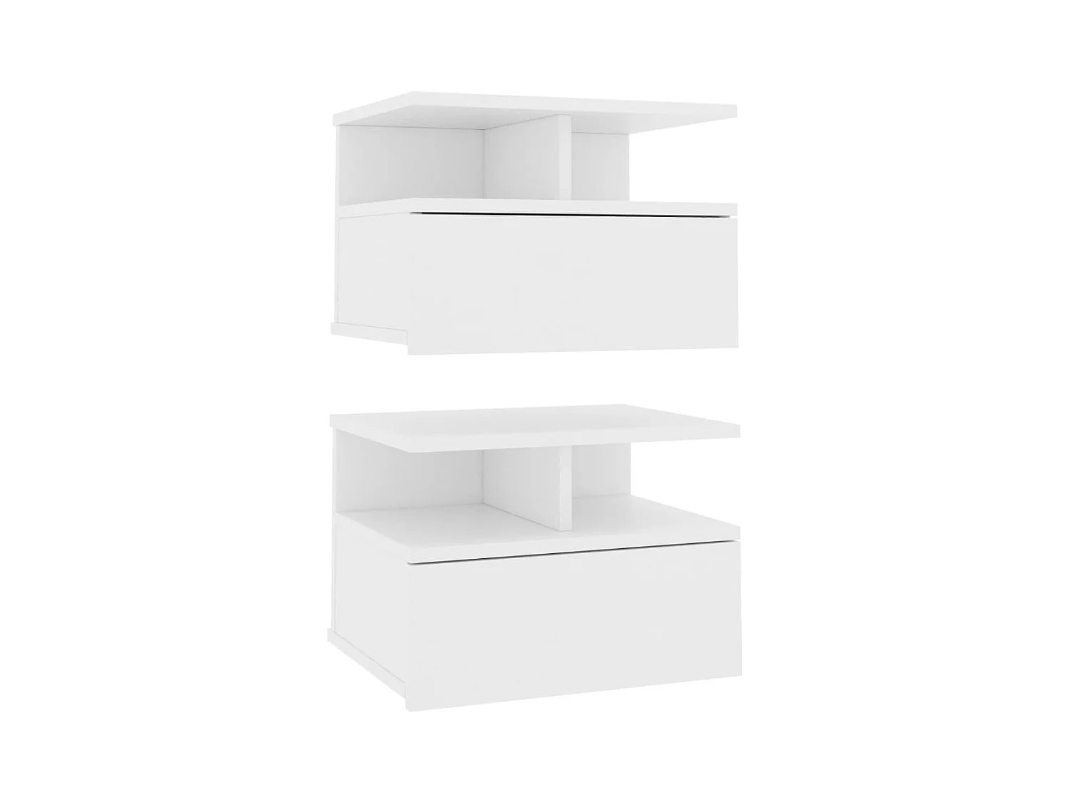 Comodini sospesi 2 pezzi in legno ingegnerizzato bianco