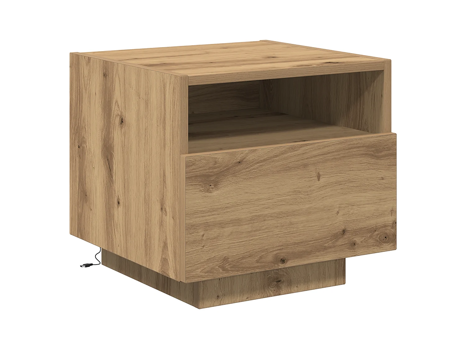 Comodino con luci LED Artisan Oak 40x39x37 cm
