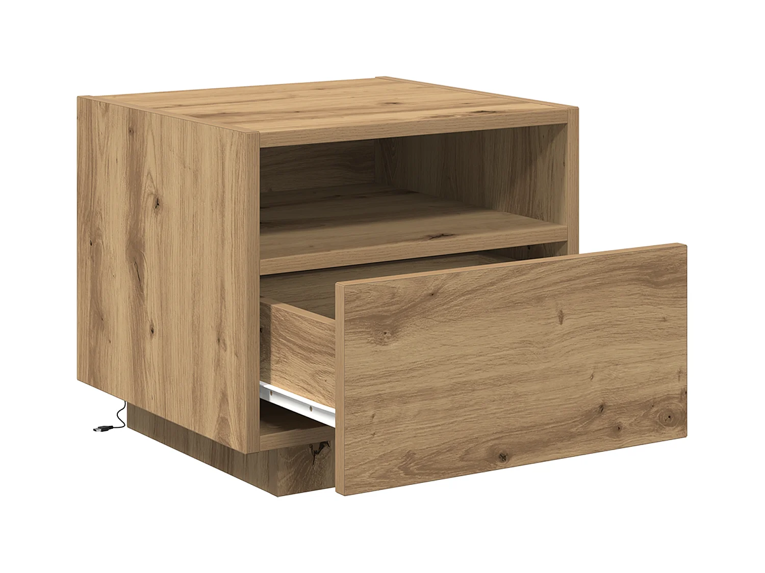 Comodino con luci LED Artisan Oak 40x39x37 cm