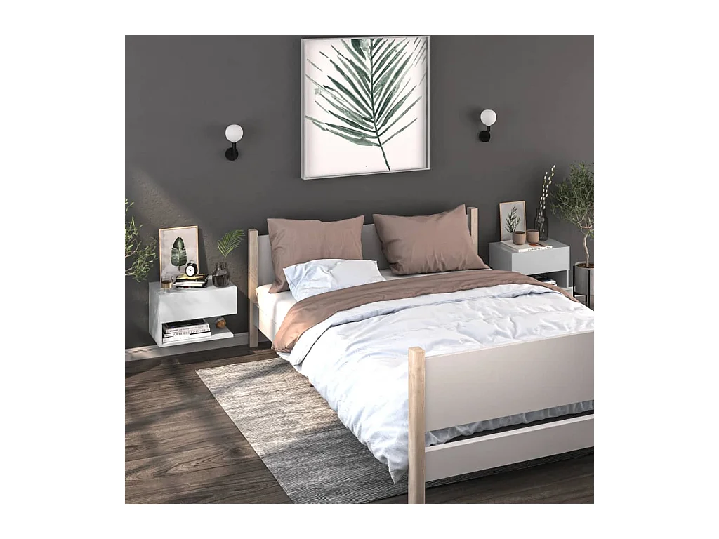 Weißer Nachttisch zur Wandmontage