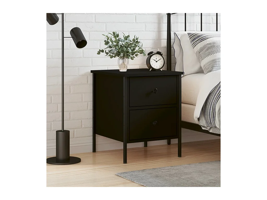 Comodino nero 40x42x50 cm in legno ingegnerizzato