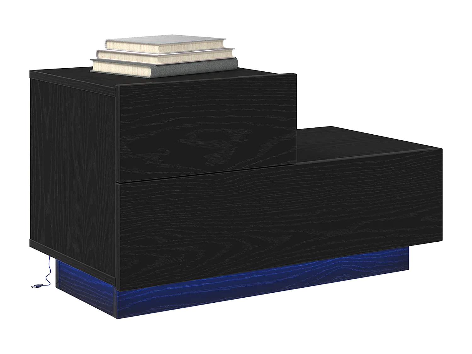 Table de chevet avec lumières LED Chêne noir 70x36x40,5 cm