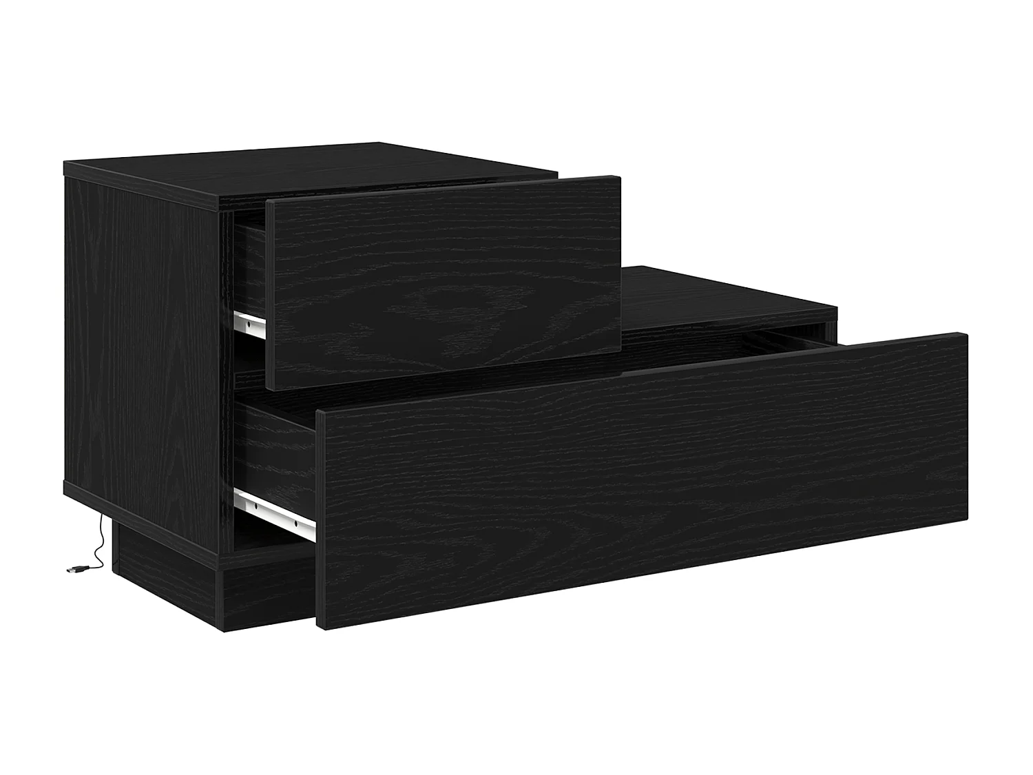 Table de chevet avec lumières LED Chêne noir 70x36x40,5 cm