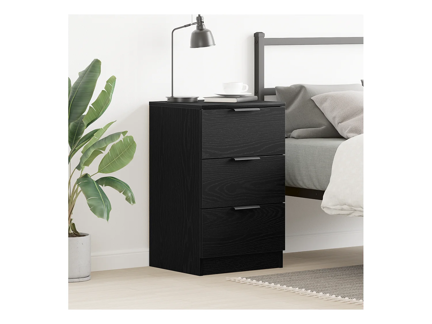 Table de chevet en chêne noir - 40x65x65 cm