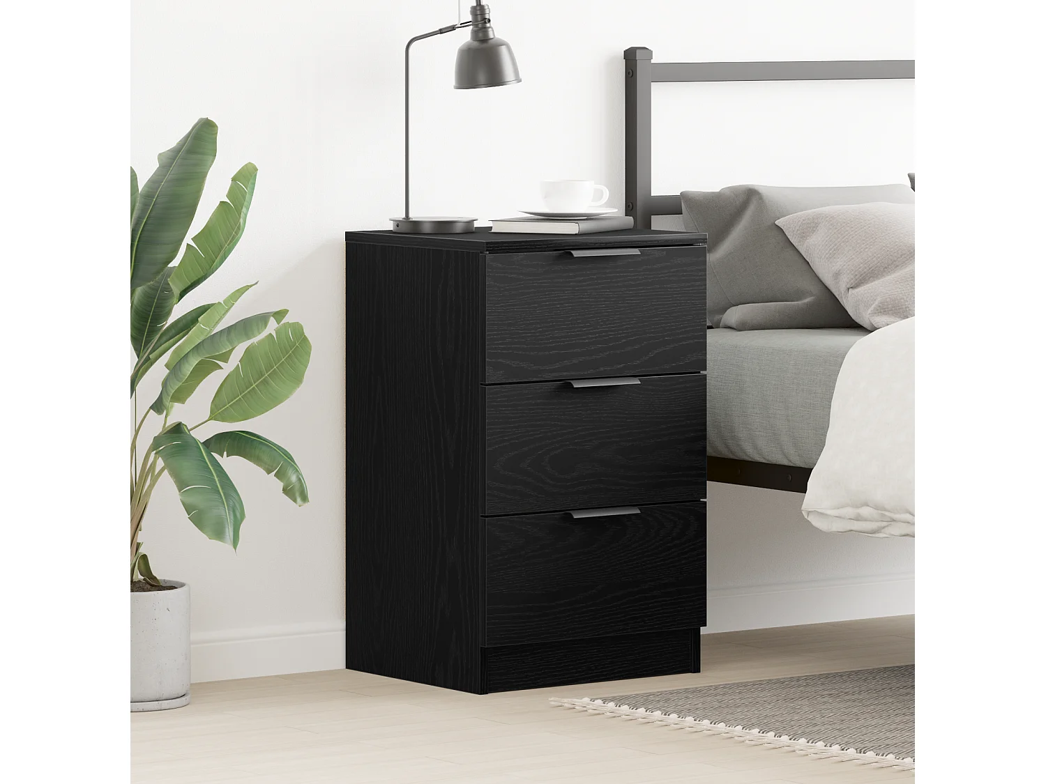 Table de chevet en chêne noir - 40x65x65 cm