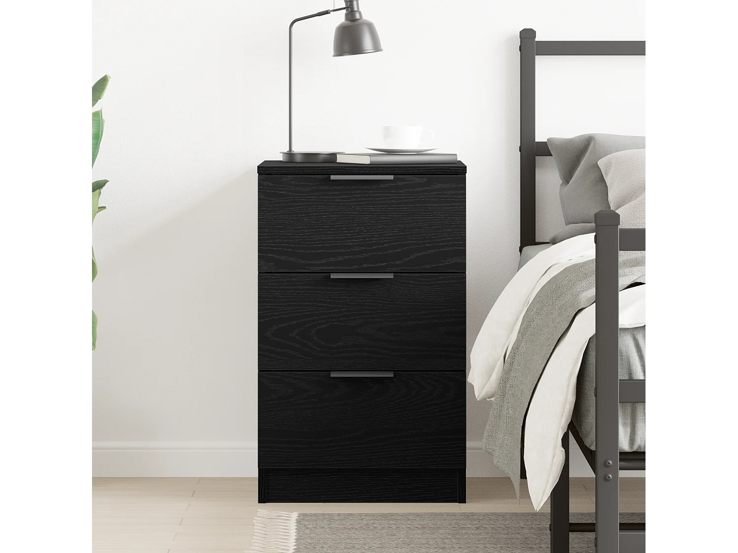 Table de chevet en chêne noir - 40x65x65 cm