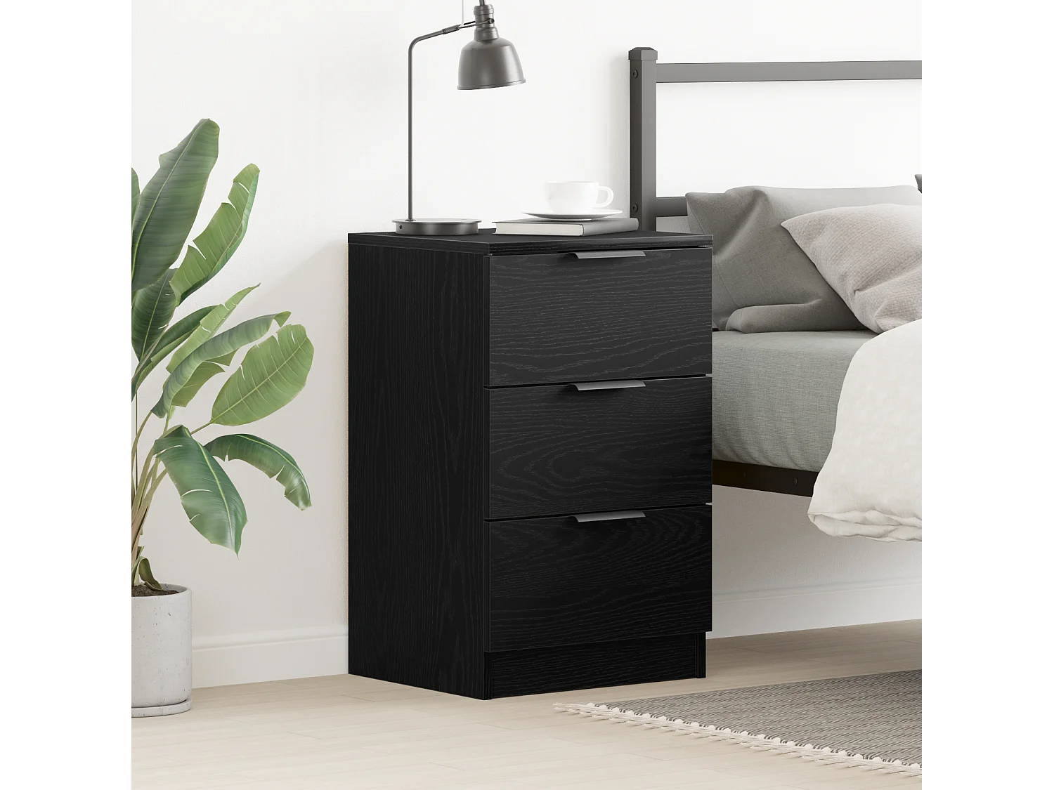 Table de chevet en chêne noir - 40x65x65 cm