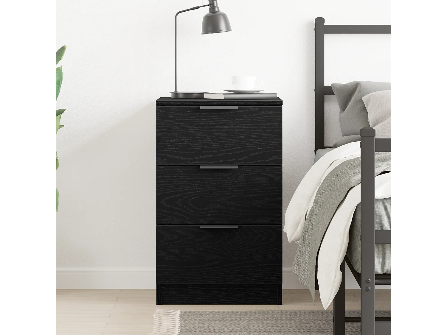 Table de chevet en chêne noir - 40x65x65 cm