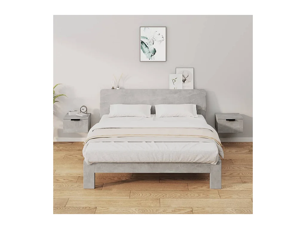 Comodini da parete 2 pz Grigio cemento 34x30x20 cm