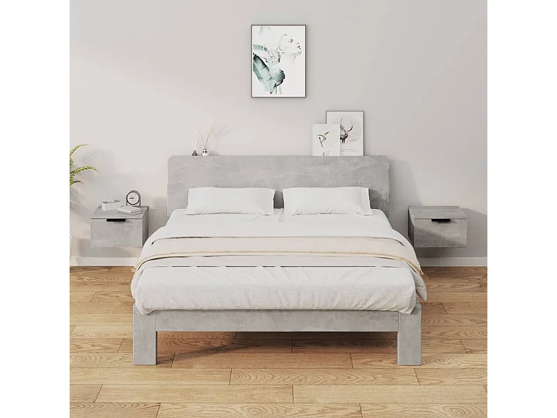 Comodini da parete 2 pz Grigio cemento 34x30x20 cm