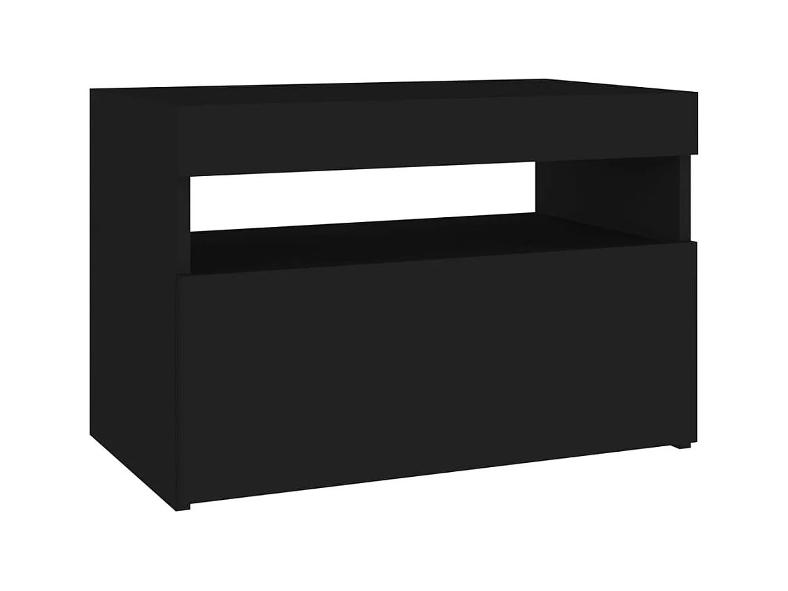 Comodino con luci LED nero 60x35x40 cm