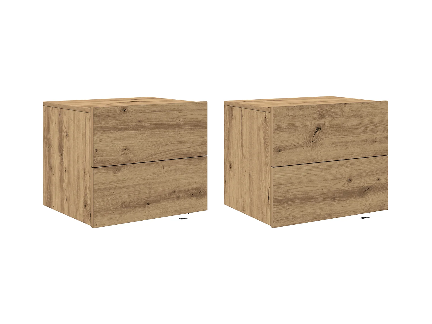 Armoires de chevet avec lumières LED murales 2 pcs Chêne Artisan