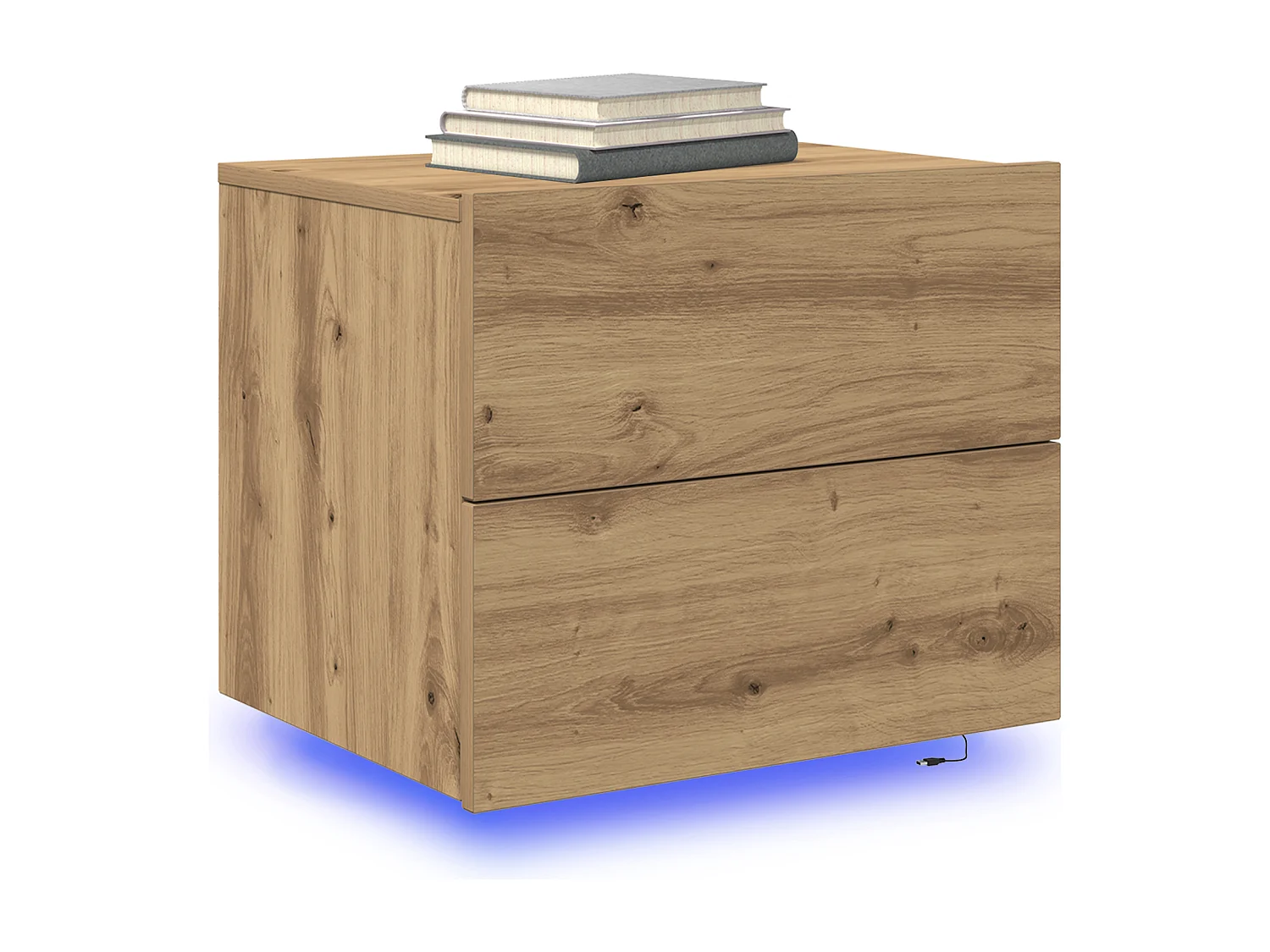 Armoires de chevet avec lumières LED murales 2 pcs Chêne Artisan