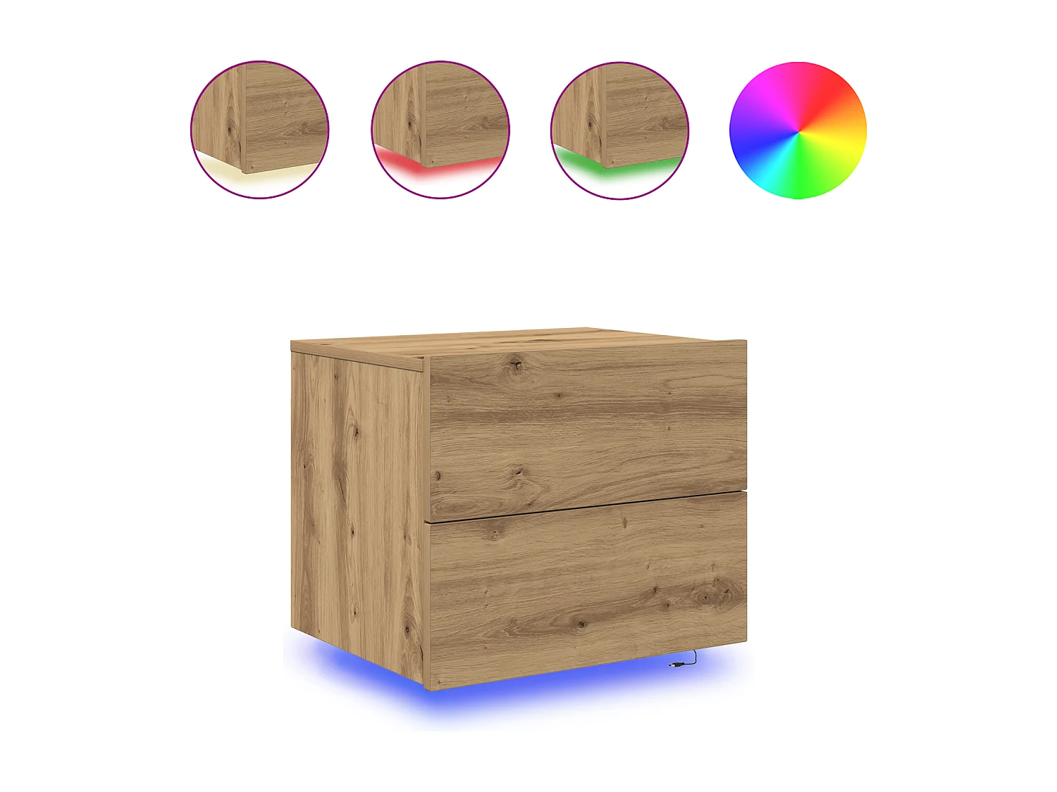 Comodini con luci da parete a LED 2 pezzi in rovere artigianale