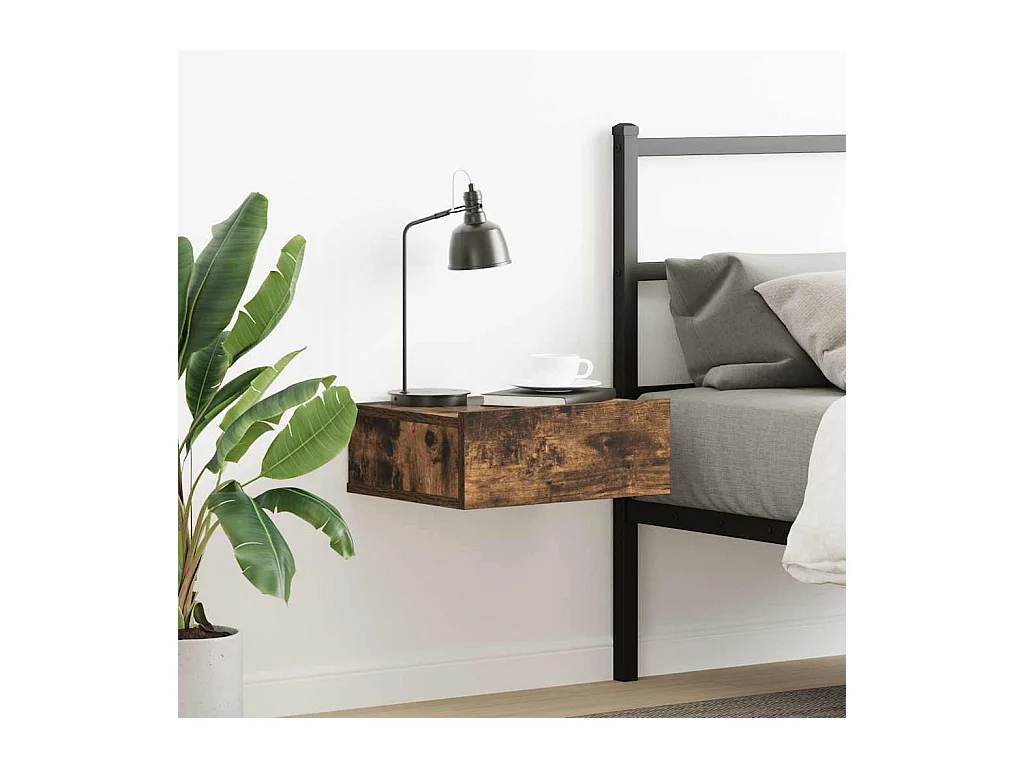 Zwevend nachtkastje Gerookt eikenhout 40x30x15 cm