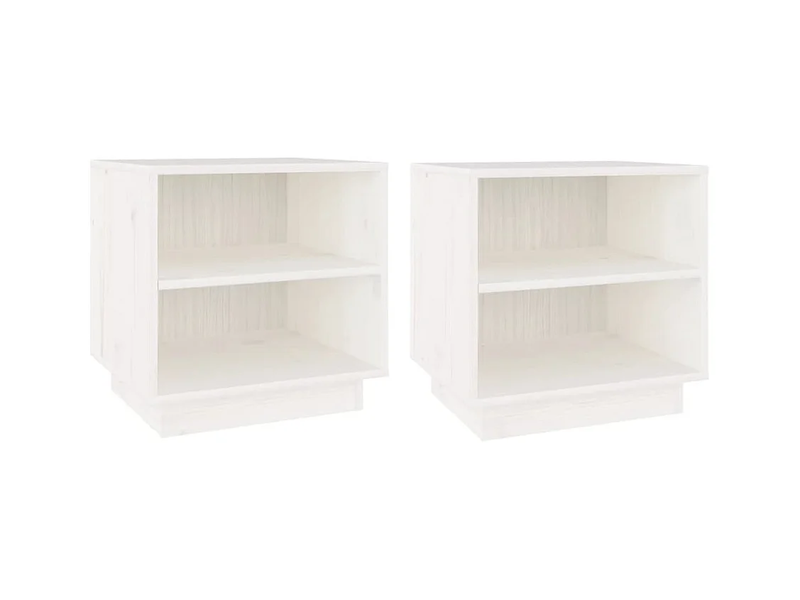 Comodini 2 pz Bianco 40x34x40 cm Legno massello di pino