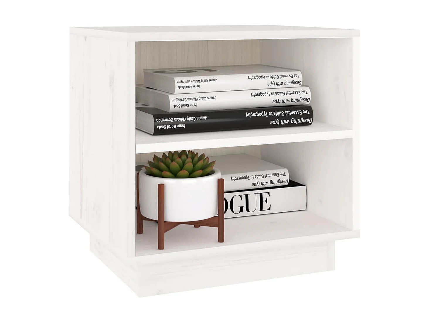 Comodini 2 pz Bianco 40x34x40 cm Legno massello di pino