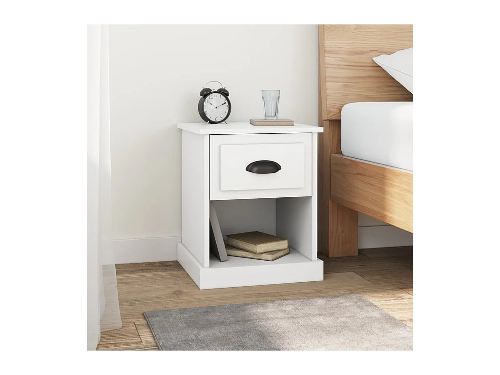 Comodini 2 pz bianchi 39x39x47,5 cm in legno ingegnerizzato