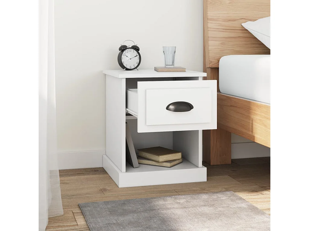 Comodini 2 pz bianchi 39x39x47,5 cm in legno ingegnerizzato