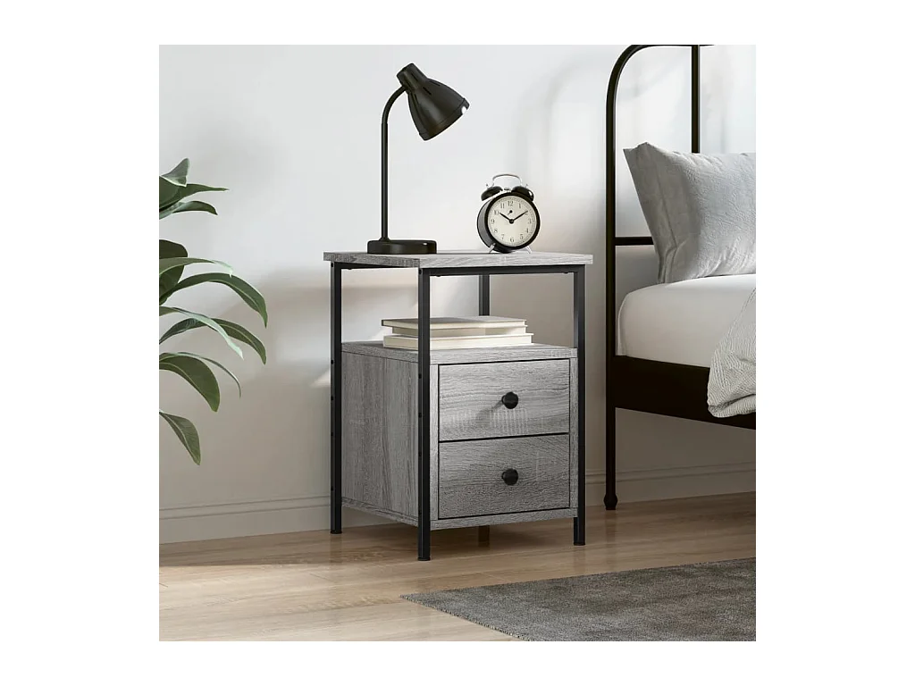 Table de chevet sonoma gris 34x35,5x50 cm bois d'ingénierie