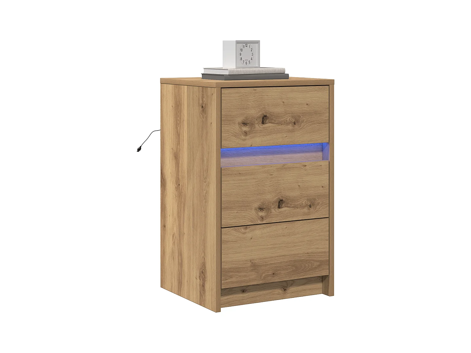 Table de chevet avec lumières LED Chêne artisanal Bois reconstitué