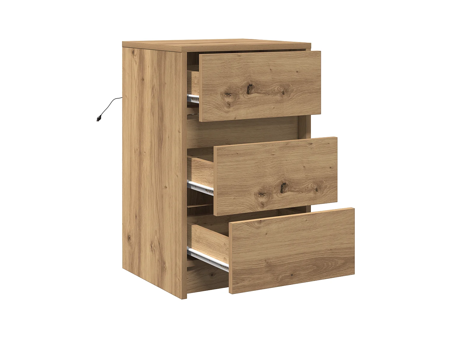 Table de chevet avec lumières LED Chêne artisanal Bois reconstitué