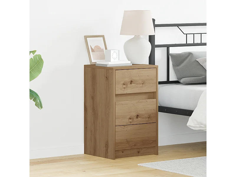 Table de chevet avec lumières LED Chêne artisanal Bois reconstitué