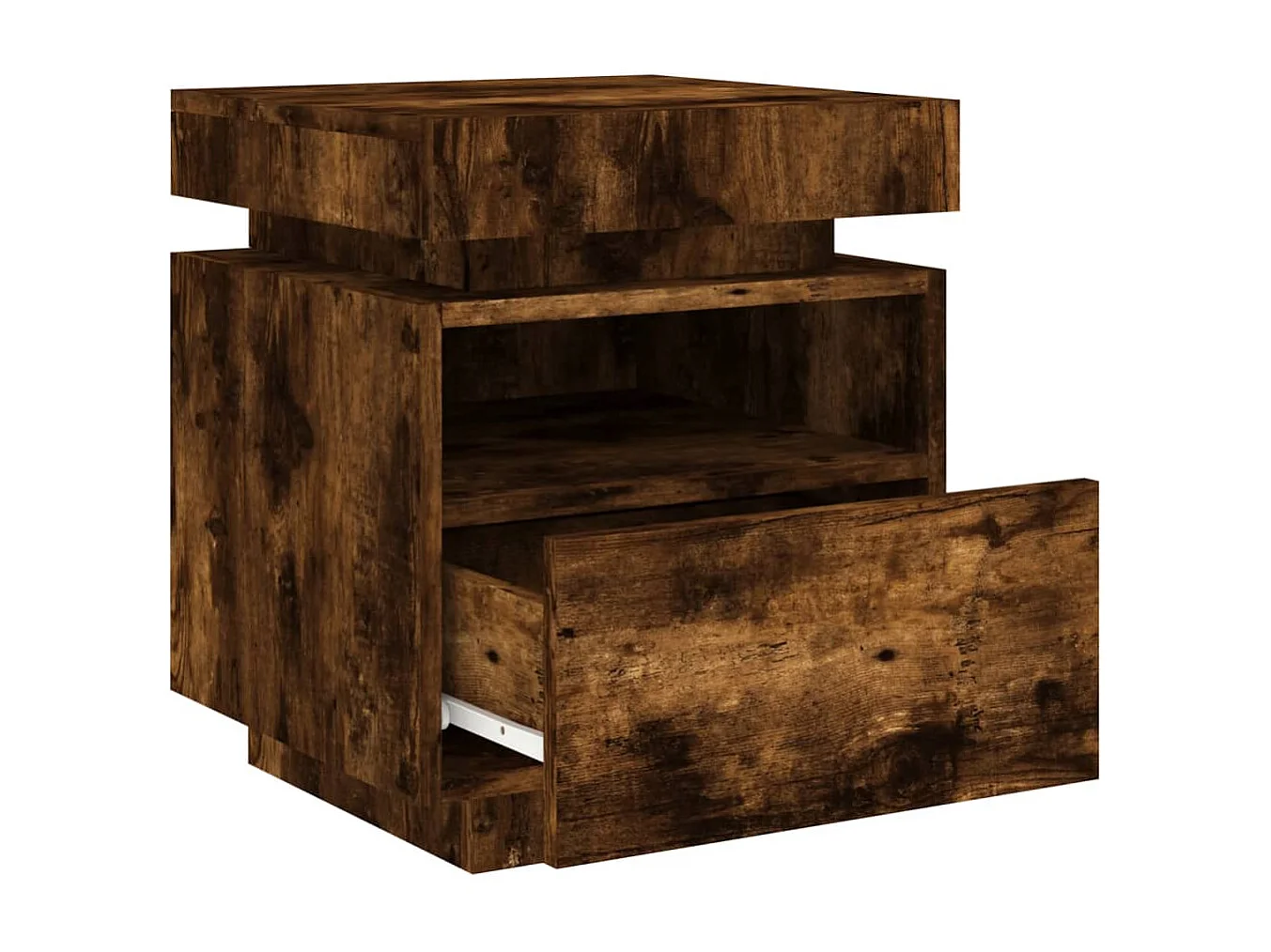 Nachtkastjes met LED-verlichting 2 stuks gerookt eiken