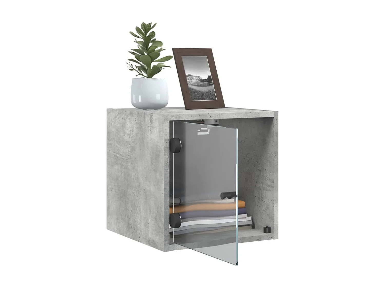 Tables de chevet et portes vitrées 2 pcs gris béton 35x37x35 cm