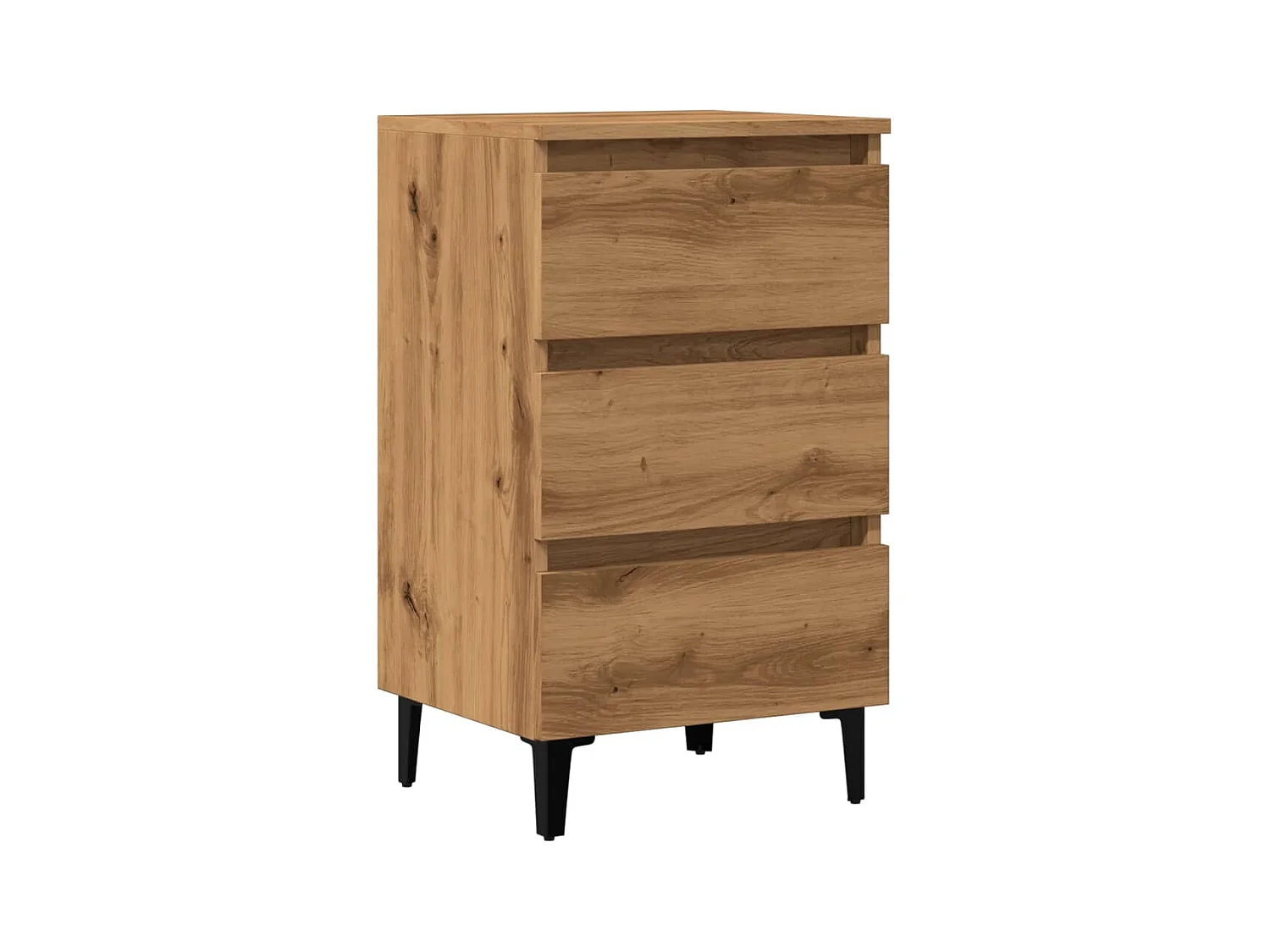 Table de chevet avec pieds en métal chêne artisanal 40x35x69 cm