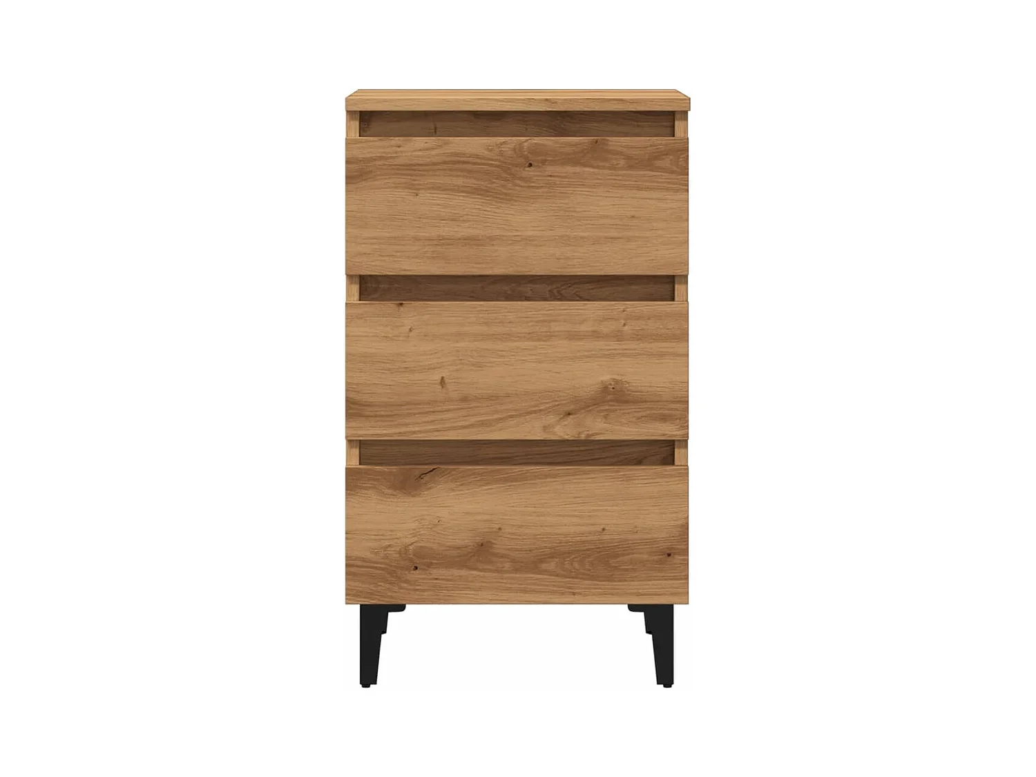 Table de chevet avec pieds en métal chêne artisanal 40x35x69 cm