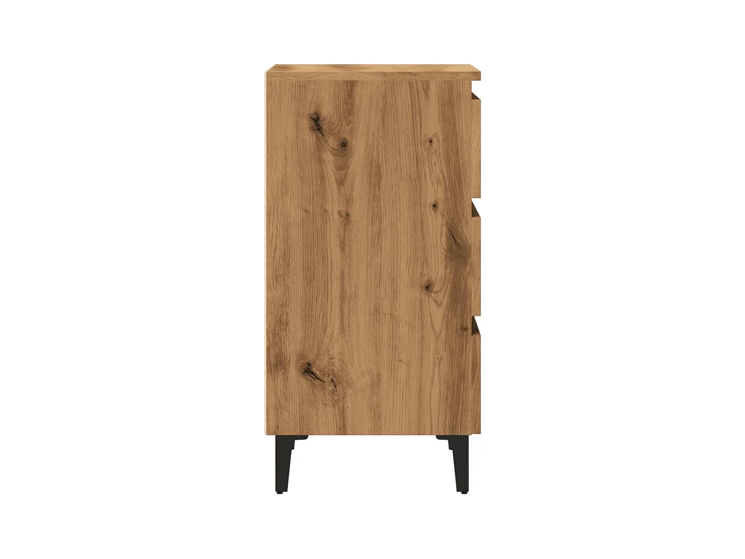 Table de chevet avec pieds en métal chêne artisanal 40x35x69 cm