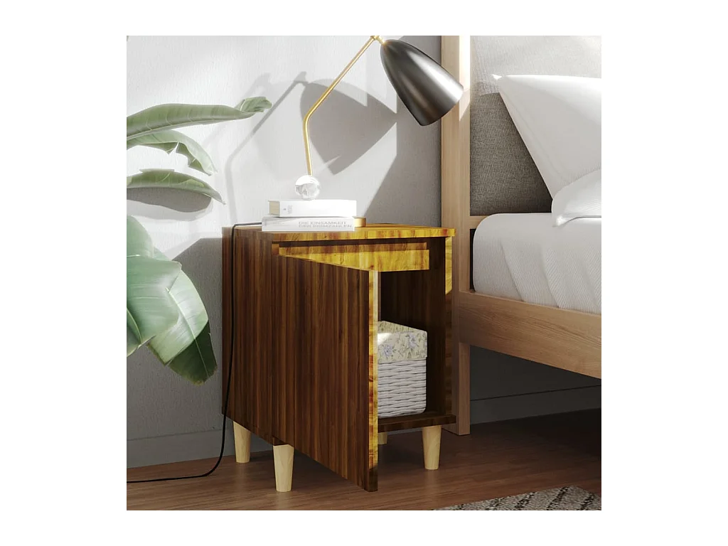 Comodini gambe in legno 2 pz Rovere marrone 40x30x50 cm