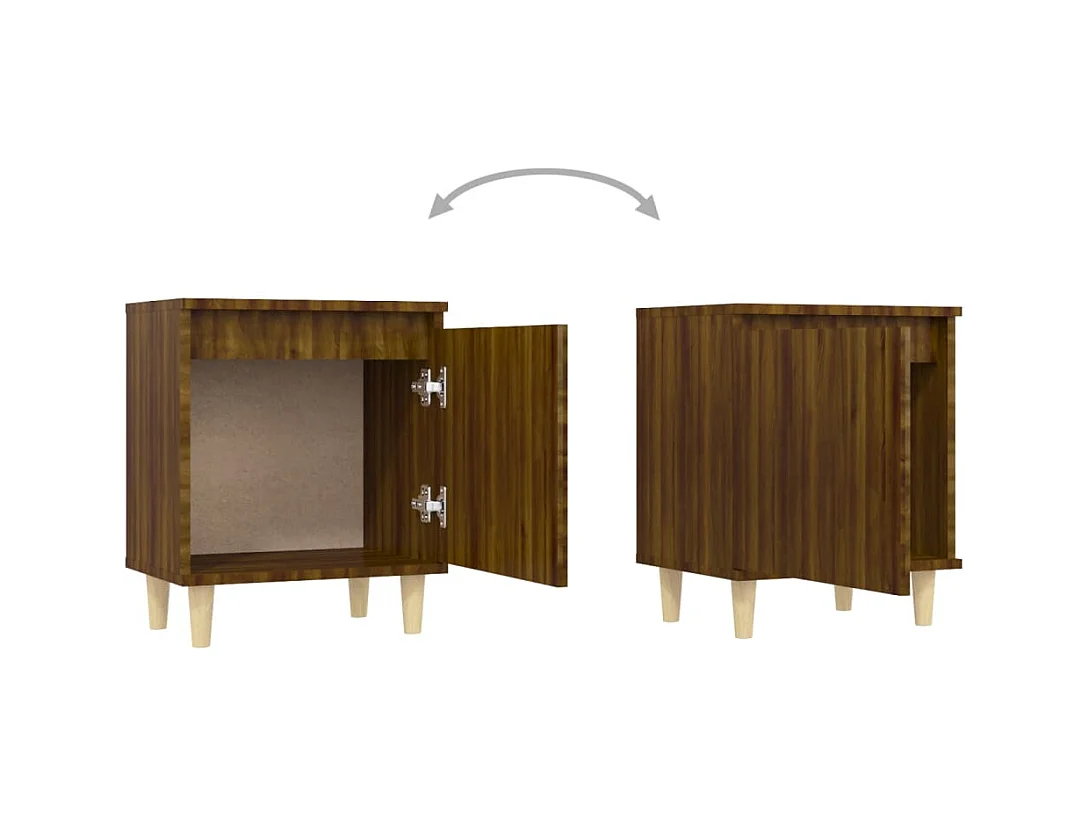 Comodini gambe in legno 2 pz Rovere marrone 40x30x50 cm