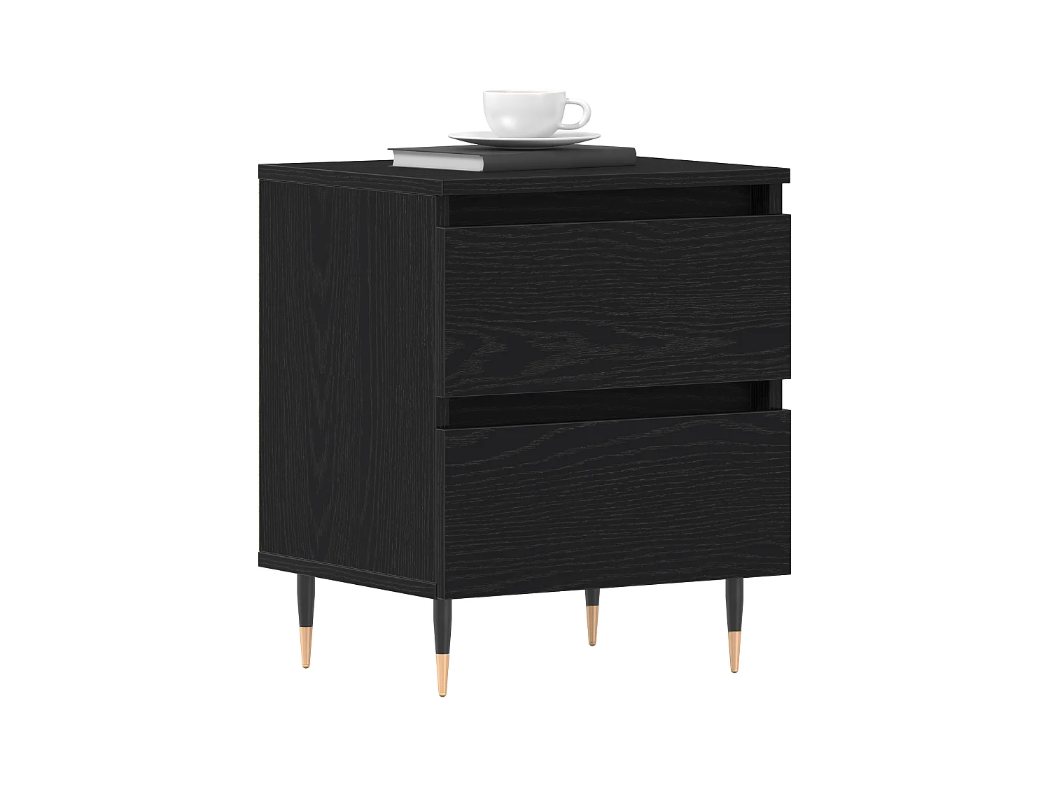 Comodino in rovere nero 40x35x50 cm in legno ingegnerizzato