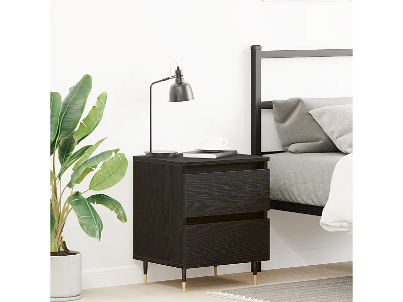 Table de chevet en chêne noir 40x35x50 cm en bois d'ingénierie