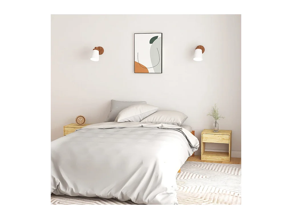 Comodini 2 pz 40x31x40 cm in legno massello di pino