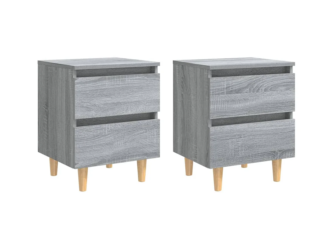 Tables de chevet pieds en bois 2 pcs Sonoma gris 40x35x50 cm