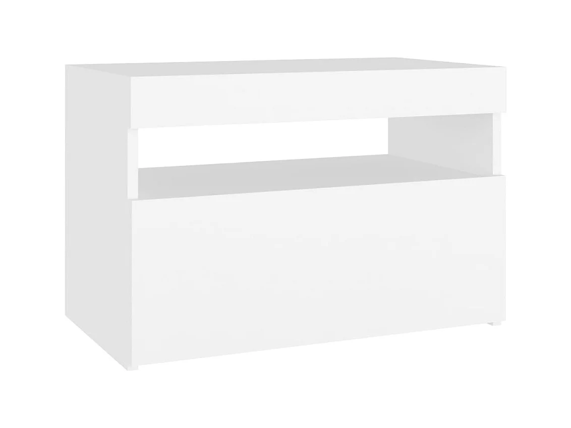 Table de chevet avec lumières LED Blanc 60x35x40 cm
