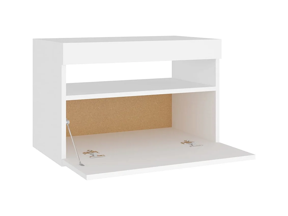 Table de chevet avec lumières LED Blanc 60x35x40 cm