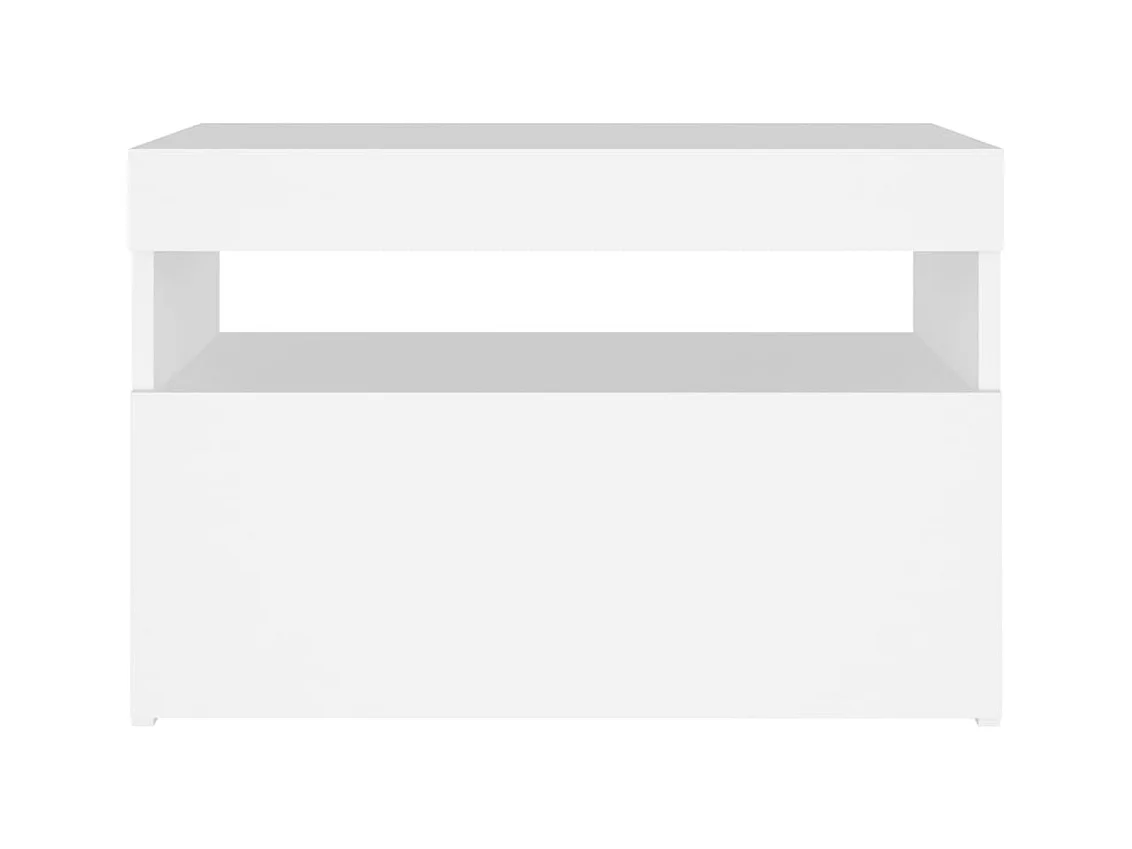 Table de chevet avec lumières LED Blanc 60x35x40 cm