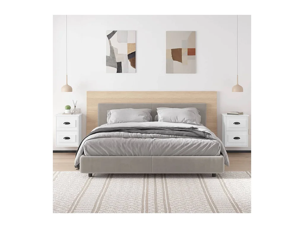 Tables de chevet murales 2 pcs blanc brillant 41,5x36x53 cm