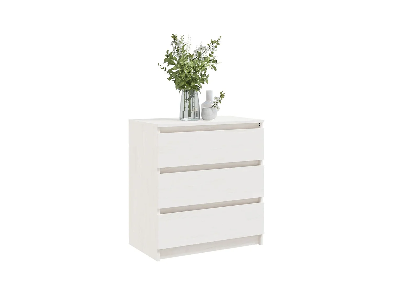 Comodino Bianco 60x36x64 cm Legno massello di pino