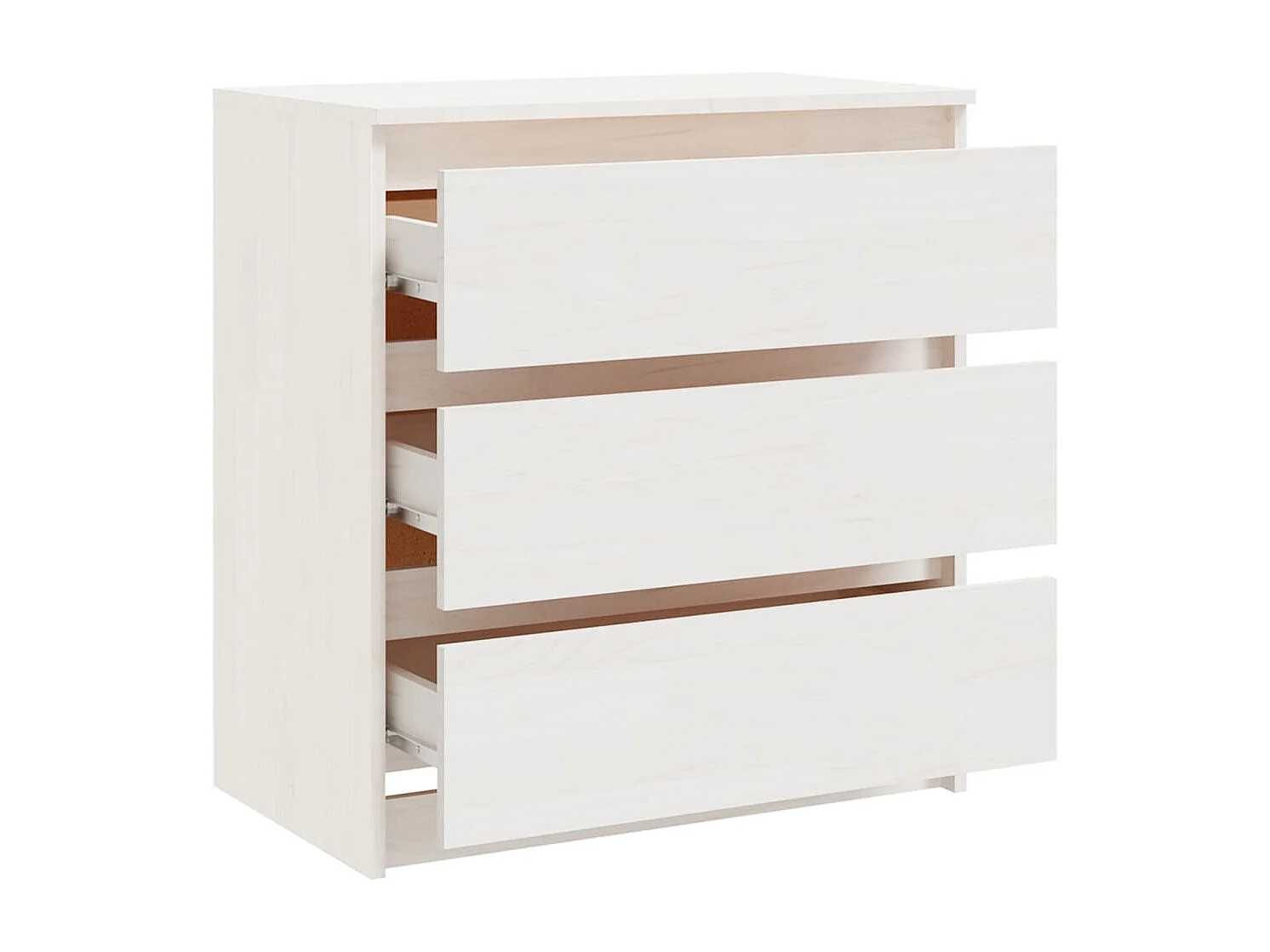 Comodino Bianco 60x36x64 cm Legno massello di pino