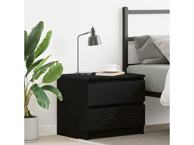 Table de chevet en chêne noir 50x40x43,5 cm en bois d'ingénierie