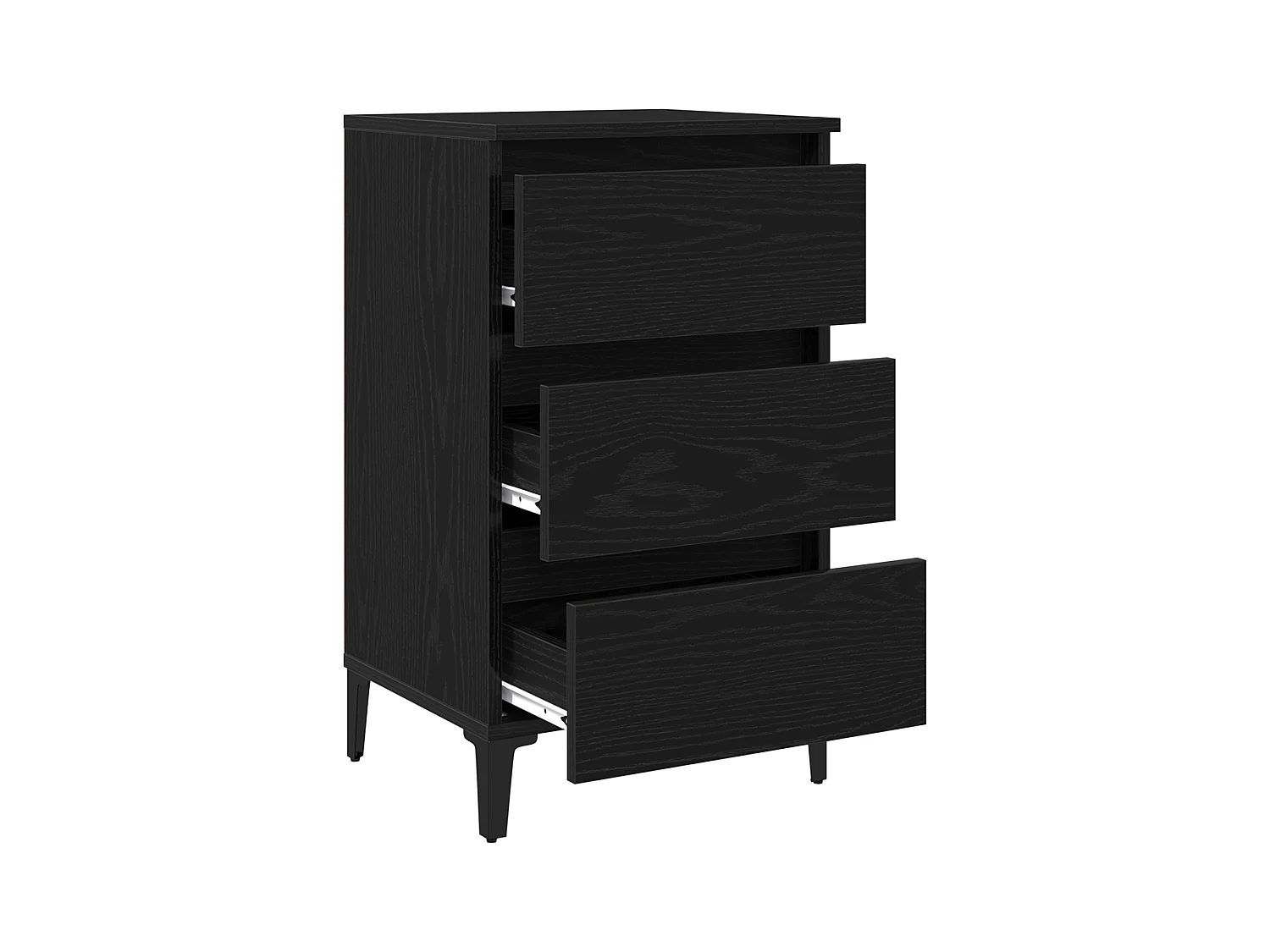 Comodino con gambe in metallo Rovere Nero 40x35x69 cm