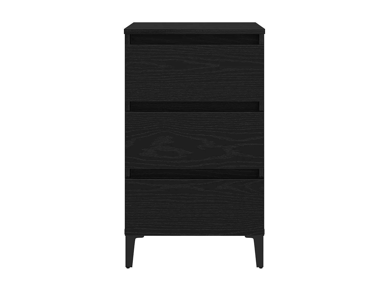 Comodino con gambe in metallo Rovere Nero 40x35x69 cm