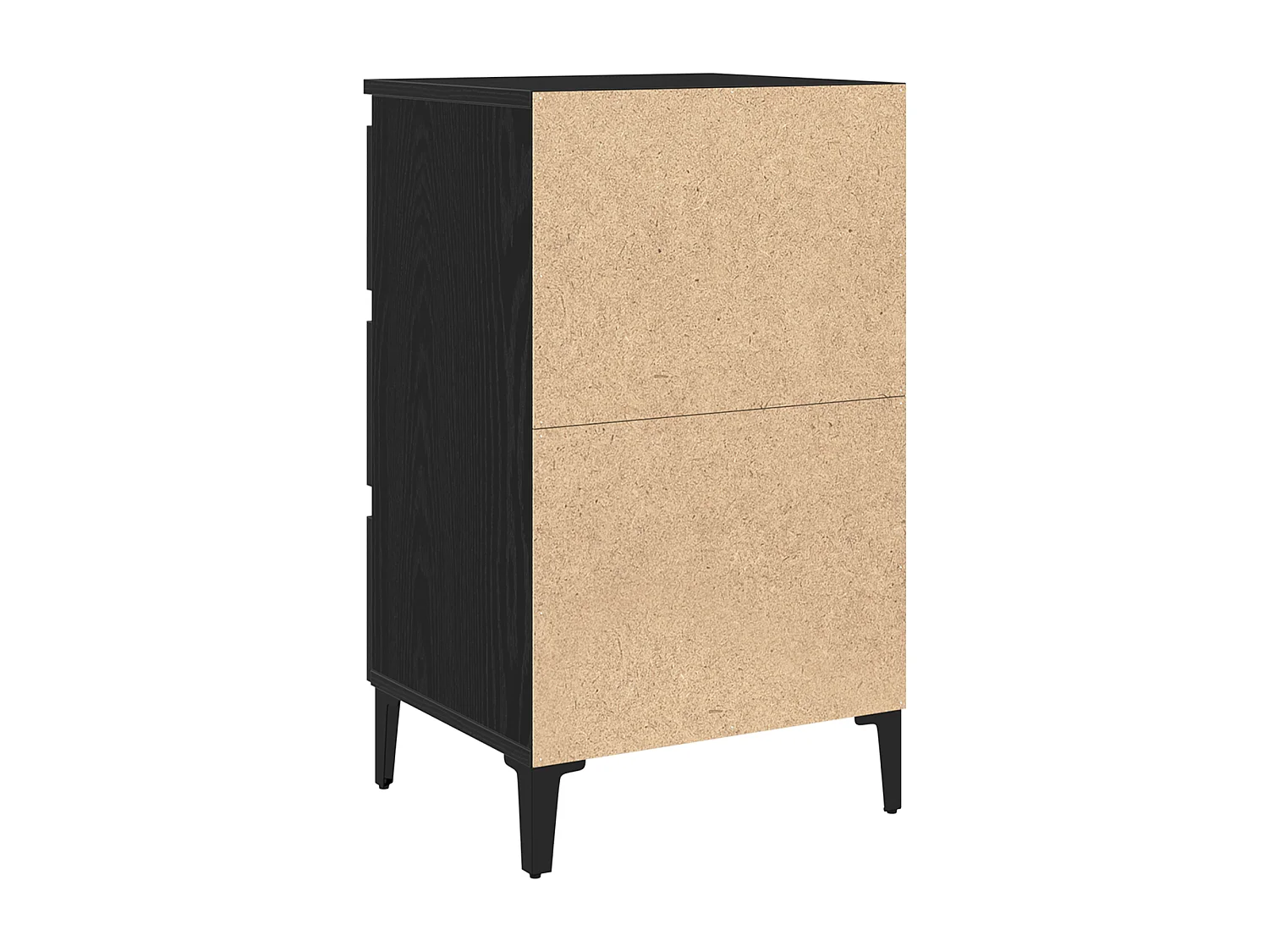 Comodino con gambe in metallo Rovere Nero 40x35x69 cm