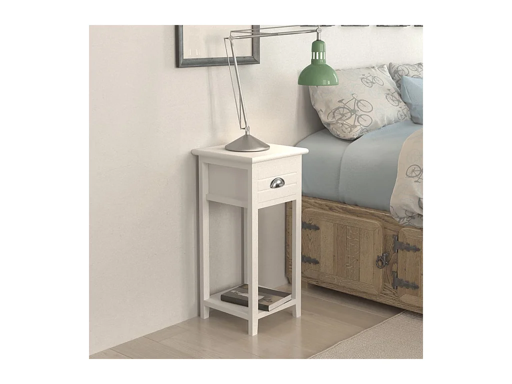 Table de chevet avec 1 tiroir Blanc
