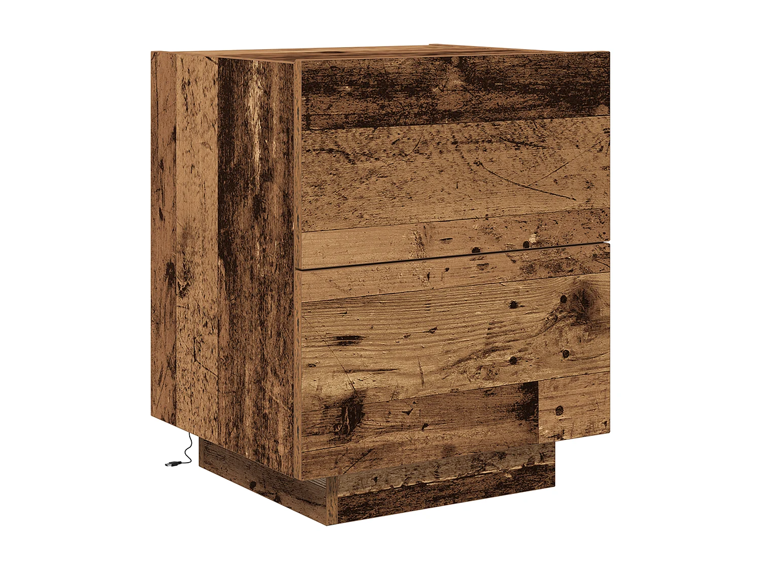 Table de chevet avec lumières LED en vieux bois 45x40x55 cm